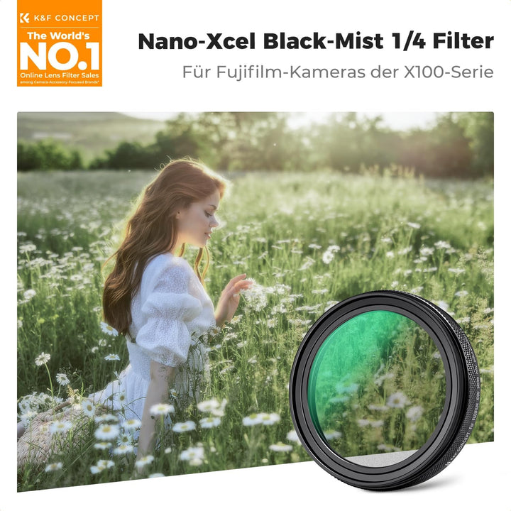 K&F CONCEPT Black-Mist 1/4 Filter Kompatibel mit Fujifilm Kamera X100-Serie,Black Promist 1/4 Filter