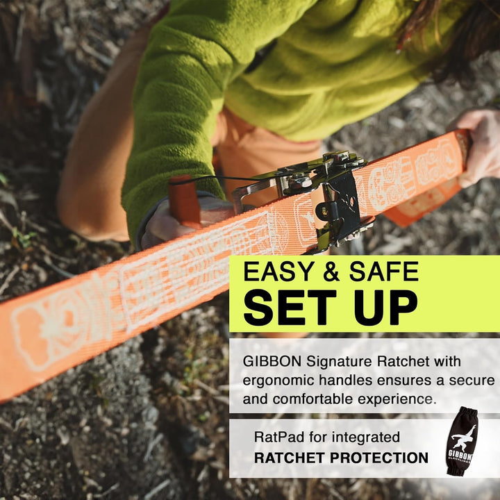 Gibbon Slacklines Travel Line | Leichtes, Kompaktes 15m Slackline-Set für Anfänger & Fortgeschritten