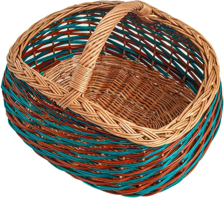 BOGATECO natürlicher Weidenkorb mit Griff | Grosser Einkaufskorb 40X22X30 | Handgewebt, in zwei Farb