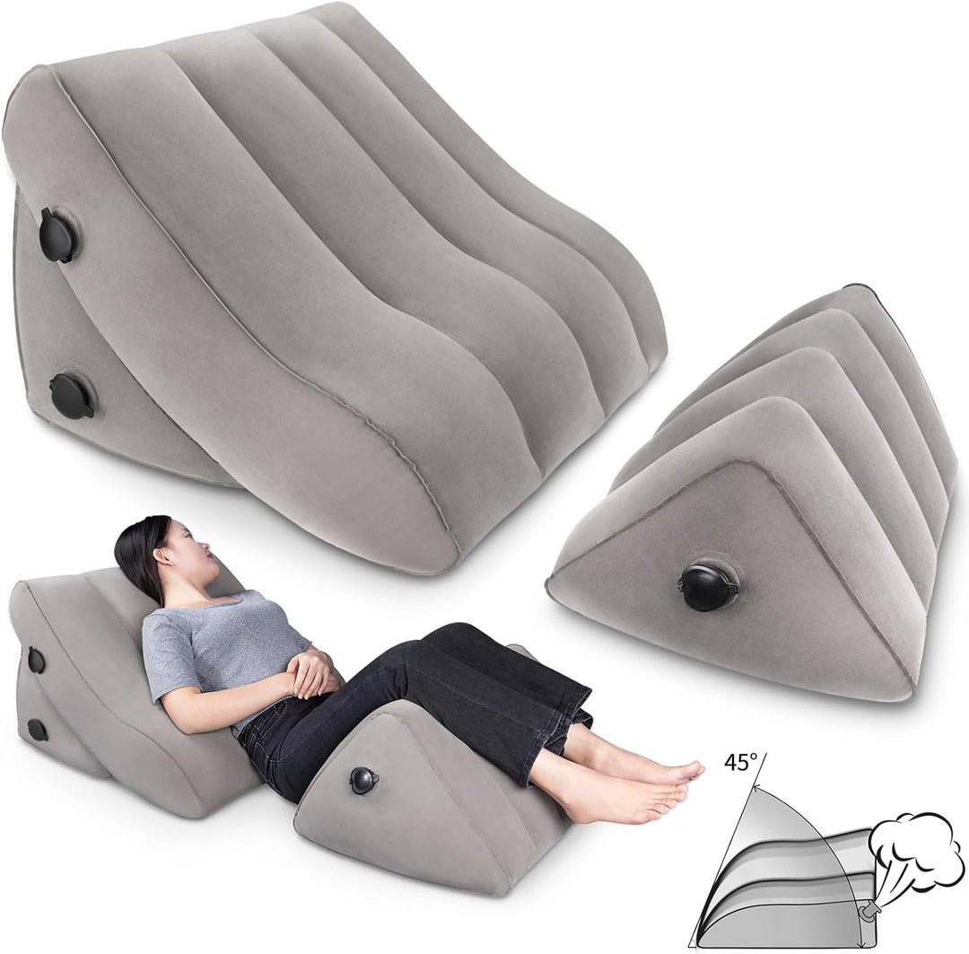 SAHEYER Aufblasbares Rückenlehnen Beinkissen Set, 2 verstellbare aufblasbare Keil-Lesekissen Ergonom