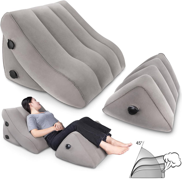 SAHEYER Aufblasbares Rückenlehnen Beinkissen Set, 2 verstellbare aufblasbare Keil-Lesekissen Ergonom
