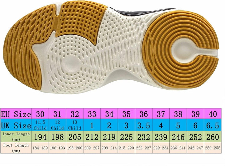 HSNA Basketball-Schuhe für Kinder Sportschuhe mit Klettverschluss Jungen Grösse 30-40 31 EU Schwarz