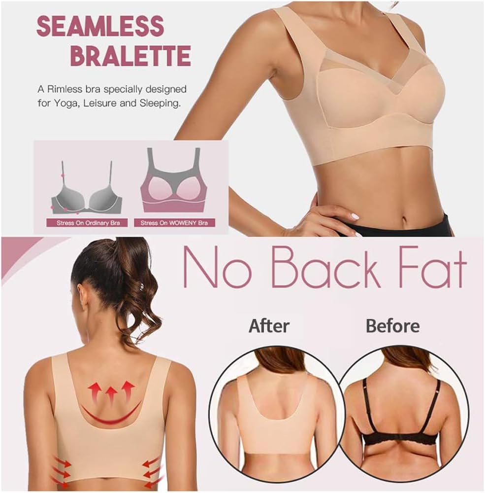 WOWENY BH Damen Ohne Bügel Schlaf Bustier Tops Spitze Bralette Bügelloser Klassischer T Shirt BH Sch