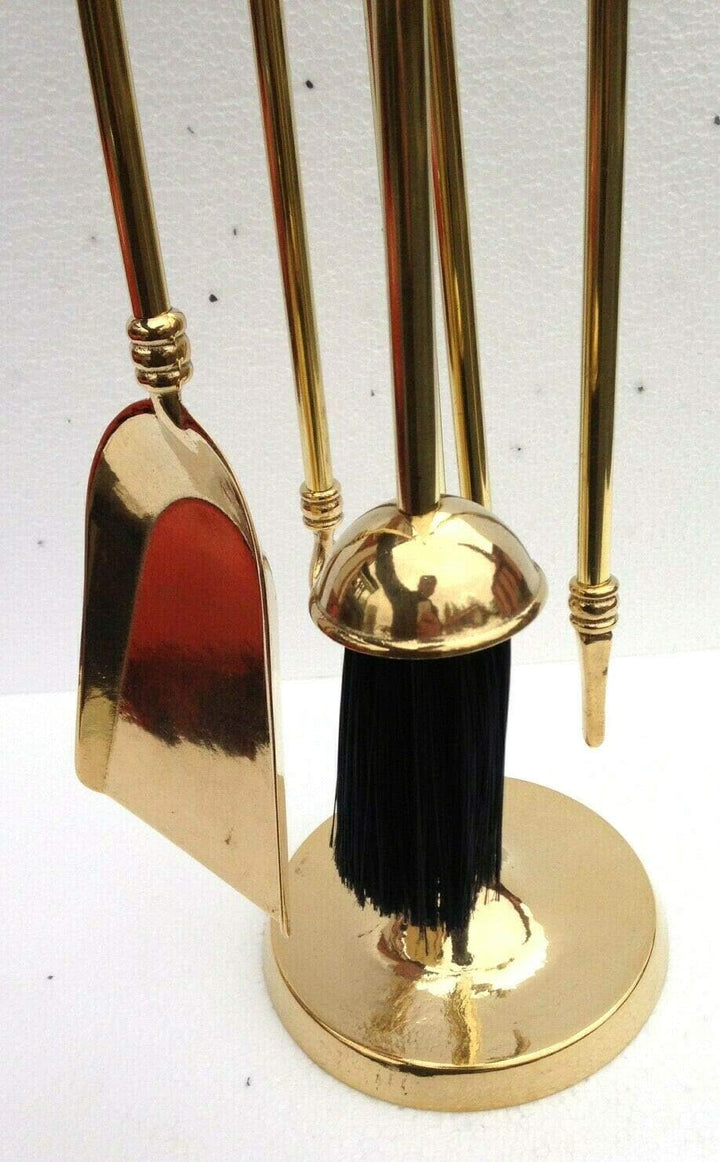 Kaminbesteck Messing Kaminbesteck Runde Ring Kamingarnitur 70cm poliertes Messing Gold Kaminset 8208