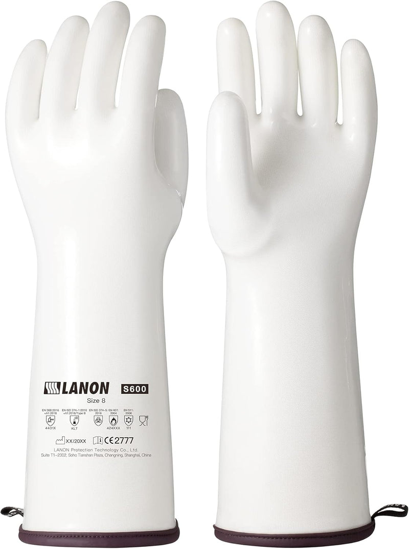 LANON 38cm Flüssig Silikon Hitzebeständige Grillhandschuhe, Topfhandschuhe, Backhandschuhe, Ofenhand