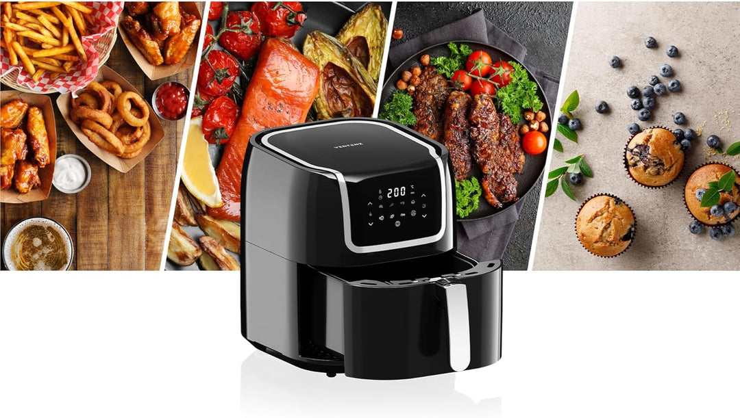 VERTENZ Taste 70 | Kompakte Heissluftfritteuse Airfryer XXL 7.7 Liter Fassungsvermögen | 8 Automatis