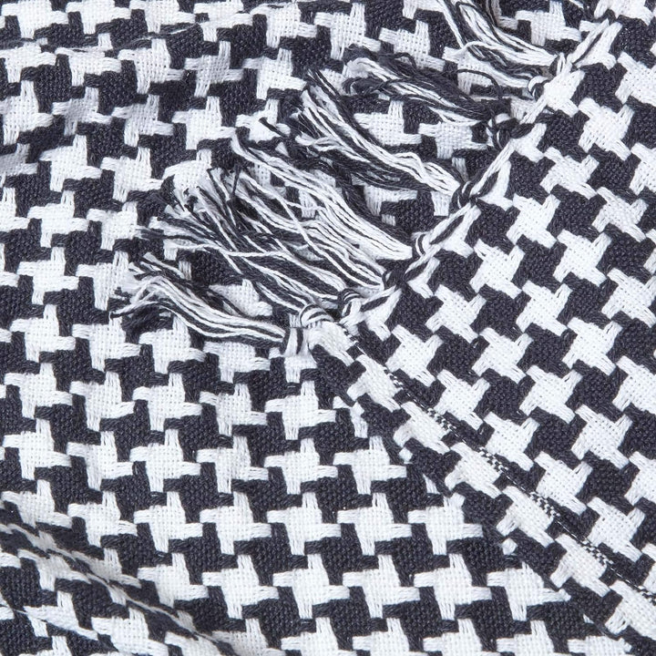 Homescapes grosse Tagesdecke mit Hahnentrittmuster, schwarz-weiss, Sofa- und Bett-Überwurf aus 100%
