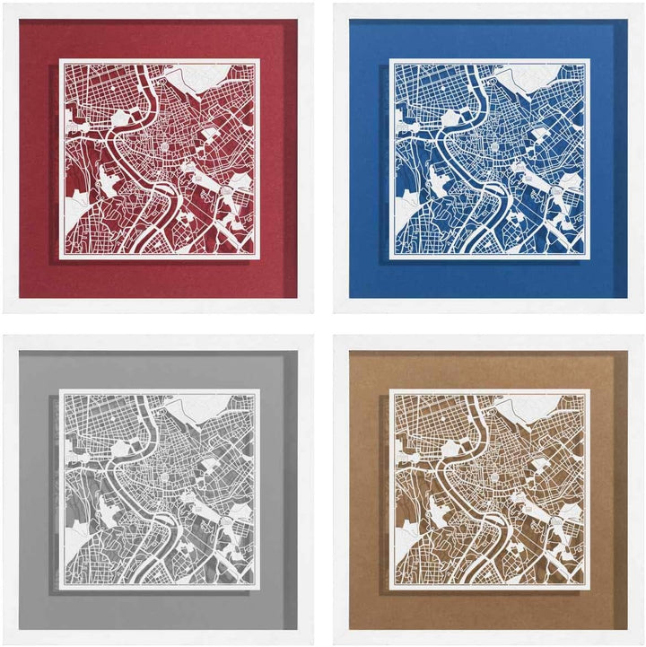 O3 DESIGN STUDIO - Marco de Papel para mapas, 22,8 x 22,8 cm, en Caja de Regalo, Fondo, autocambiant