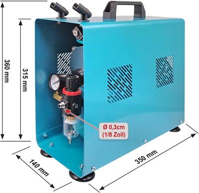 AirBrush Kompressor Duo-Power II-C - Das Airbrush-Kit mit Doppel/Zweizylinder mit Schutzgehäuse für