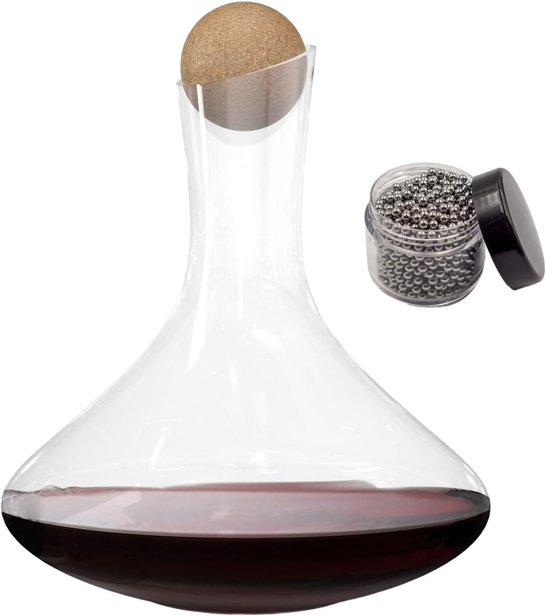 Intirilife Glas Karaffe mit 1.8 Liter für Rotwein mit Reinigungsperlen - Dekantierkapazität 750ml -