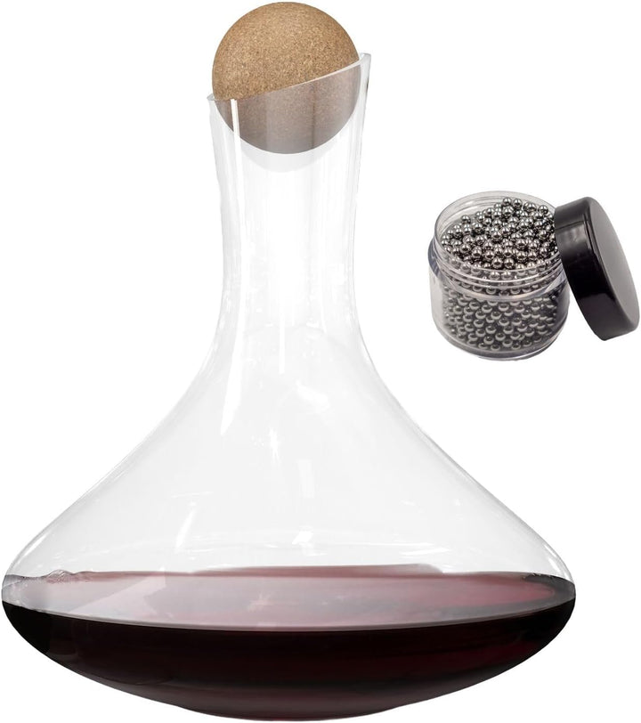 Intirilife Glas Karaffe mit 1.8 Liter für Rotwein mit Reinigungsperlen - Dekantierkapazität 750ml -