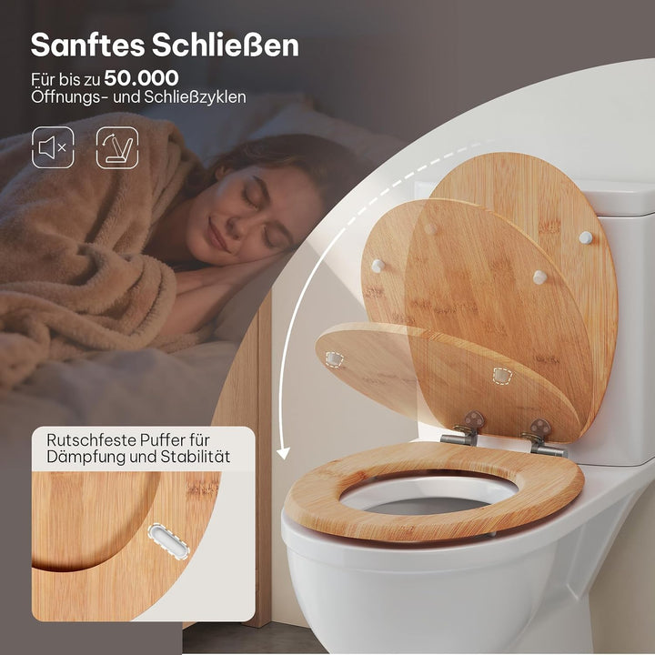 eSituro WC Sitz mit Absenkautomatik,Antibakterieller Stabile Toilettendeckel für Badinstallationen,M