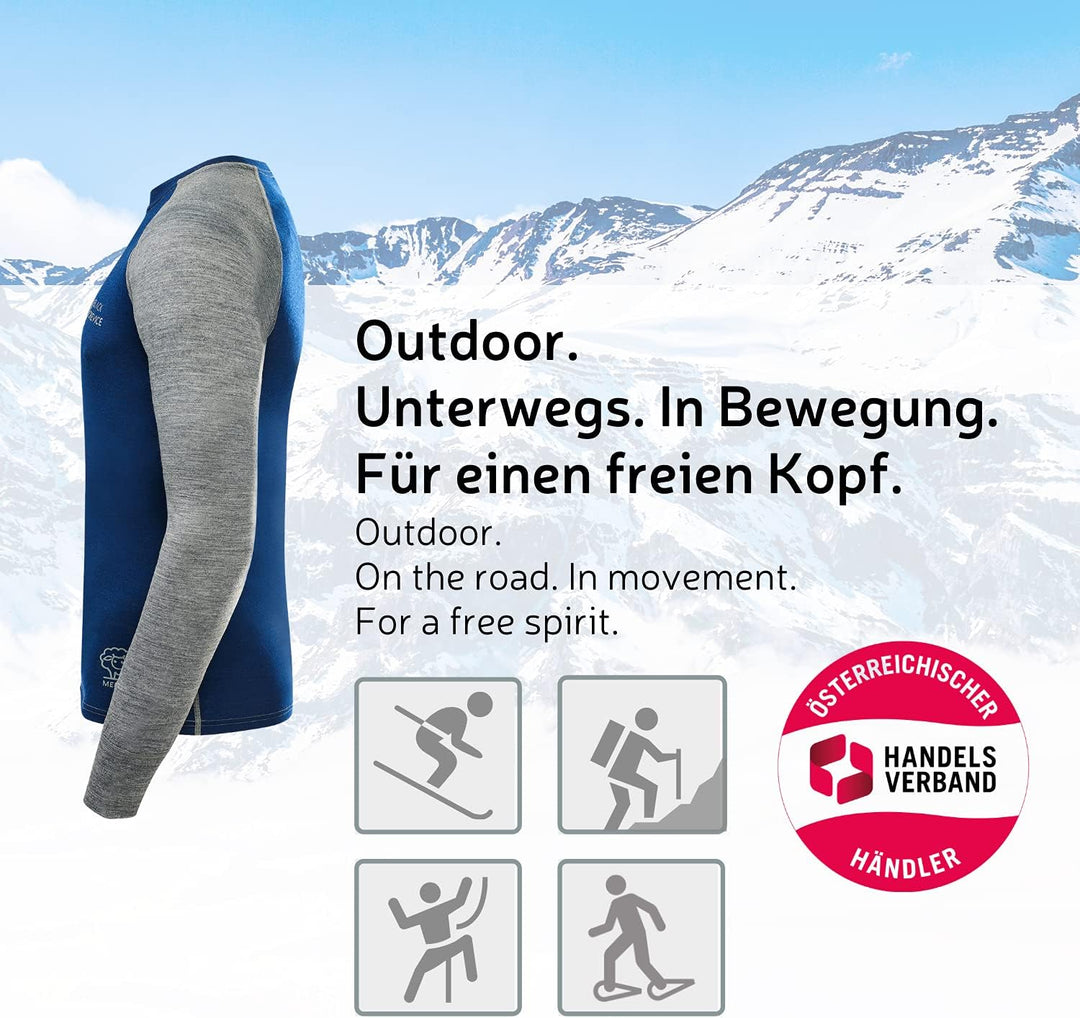 Black Crevice Herren Langarmshirt aus Merino Wolle S Anthracite/Forest Green, S Anthracite/Forest Gr