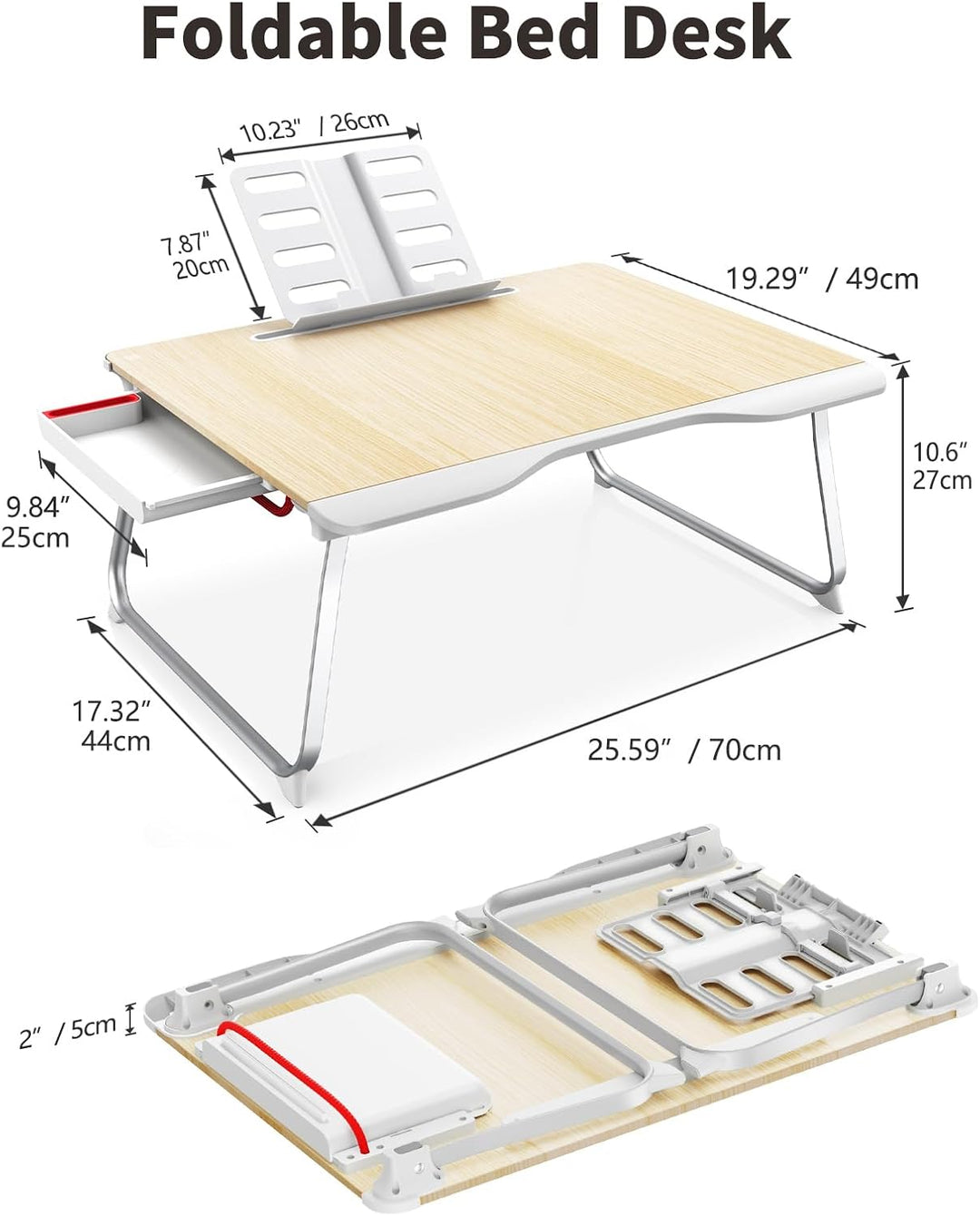 SAIJI Laptop Tablett Bett Tisch, Sstabil XXL klappbar Tisch, für Boden Sofa Essen Arbeiten Spielen L