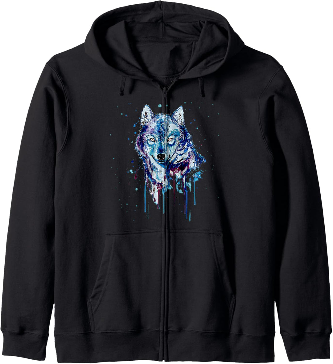 Splash Art Animal Face liebt Wölfe Aquarell Netter Wolf Kapuzenjacke