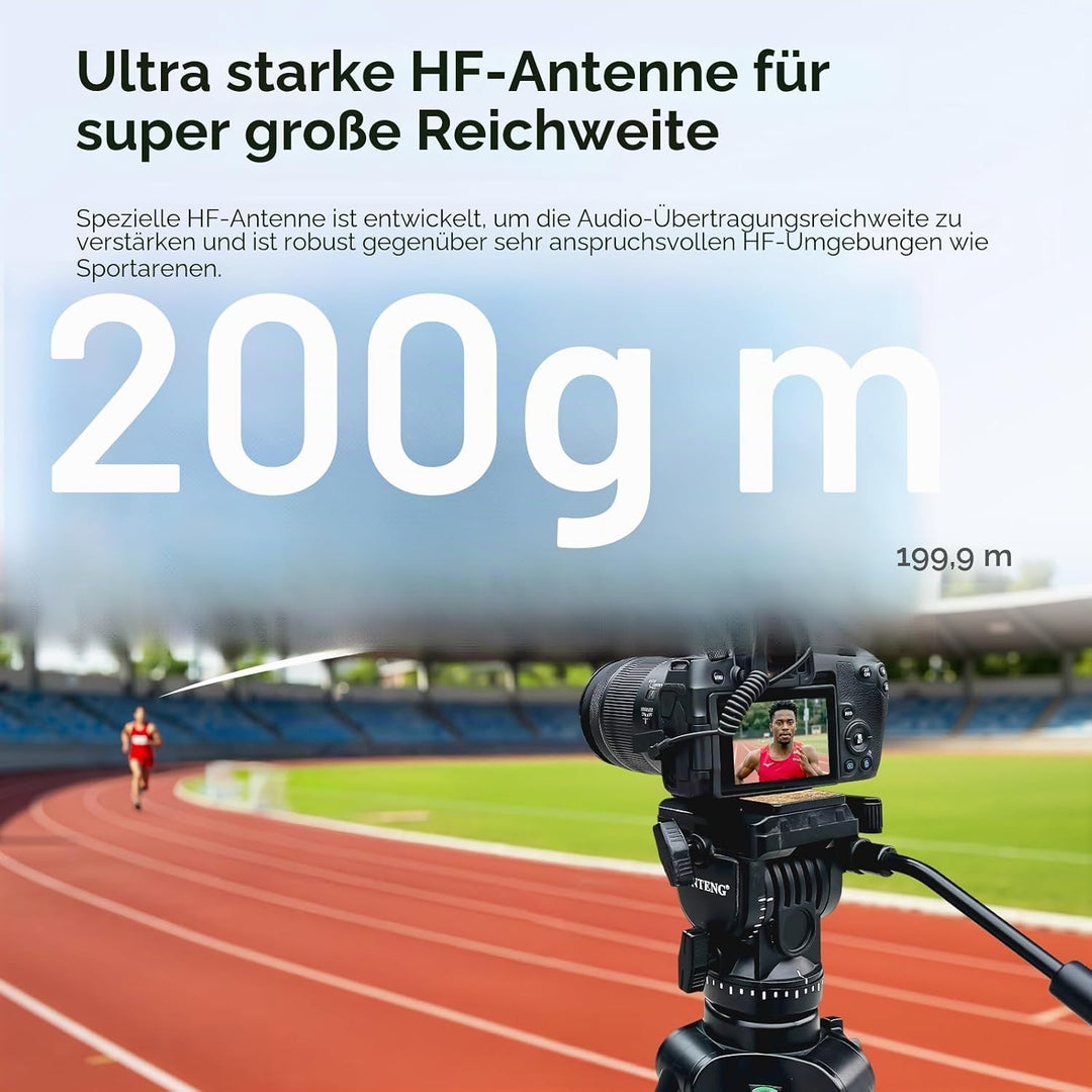 NearStream Kabellose Lavalier Mikrofon mit Geräuschunterdrückung, 200 m Übertragung, LCD-Display, Mi