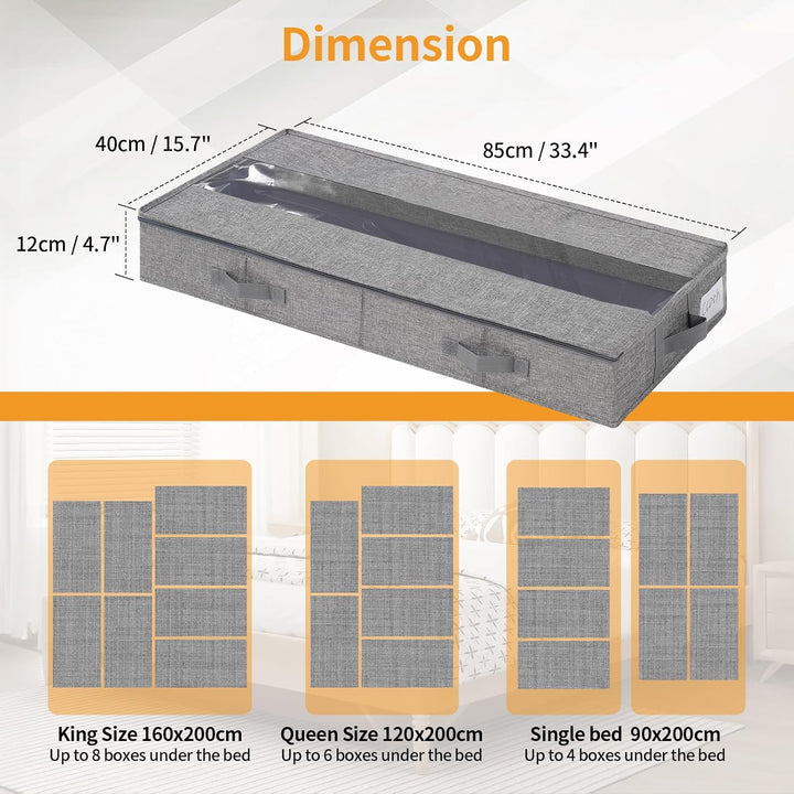 GARPROVM Stabil Unterbett Aufbewahrungsbox 3er Set, 85x40x12cm Formstabil Unterbettkommode Unterbett