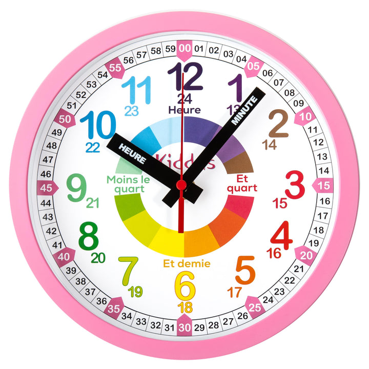 Kiddus Wanduhr Kinder & Lernuhr, 20cm Uhr für Kinderzimmer, Jungen & Mädchen, Lautlos ohne Ticken, M
