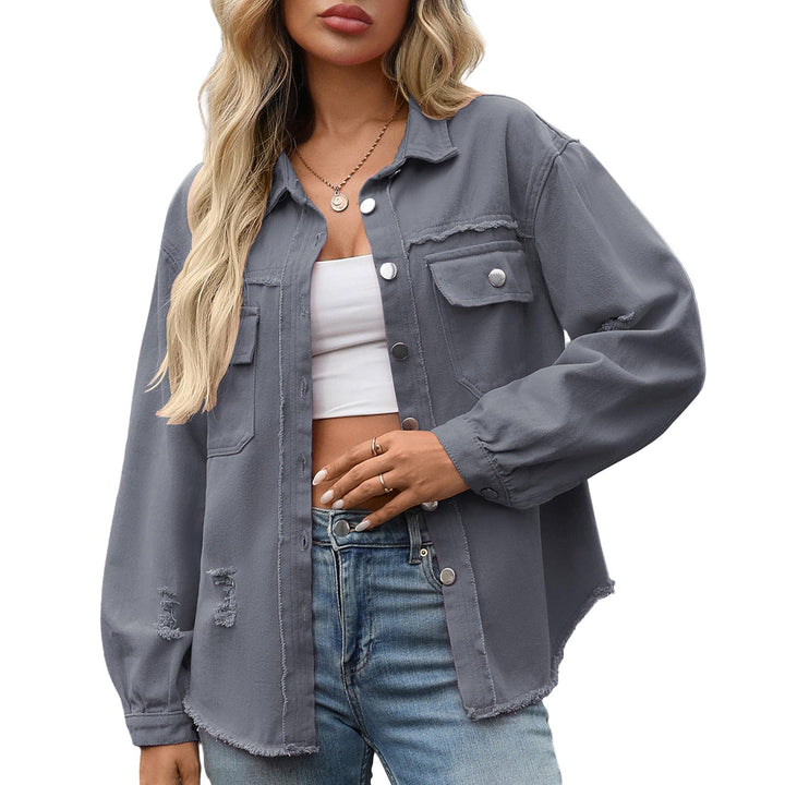 HOTIAN Damen Jeansjacke jeansjacken für damen übergangsjacke damen Vintage Jean Mantel Übergangs Rip