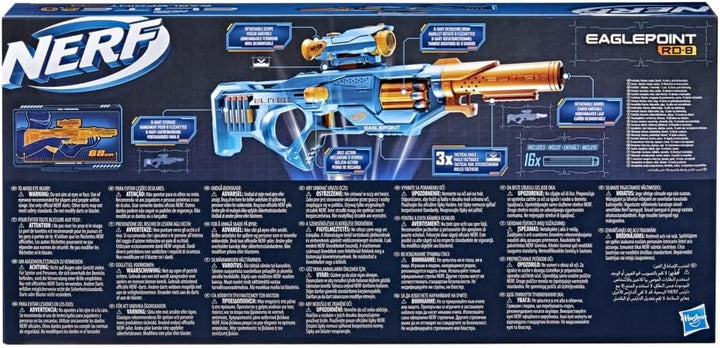 Nerf Elite 2.0 Eaglepoint RD-8 Blaster, 8-Dart Trommel, Abnehmbares Fernrohr und Abnehmbarer Lauf, 1