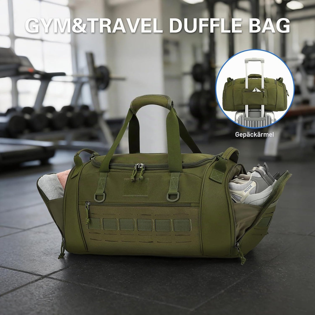 Taktische Sporttasche Herren 45L Reisetasche Mittelgross mit Schuhfach und Laptopfach Leicht Trainin
