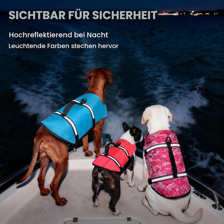VIVAGLORY Ripstop Hunde Rettungsweste für Kleine Mittel Grosse Hunde Bootfahren, Hund Schwimmweste m