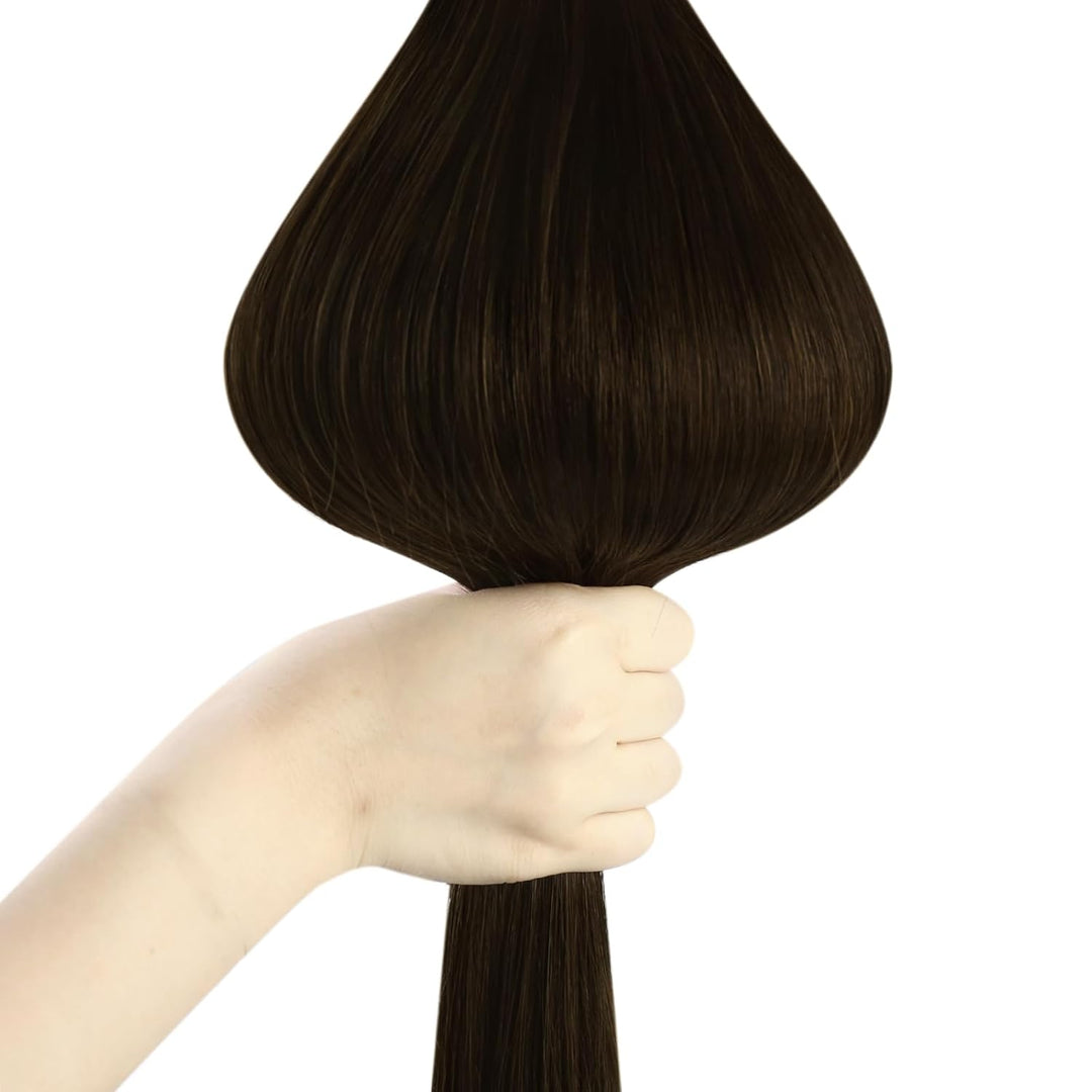 Ugeat Echthaar Clip in Extensions Schokobraun Clip Extensions Echthaar 30cm Clip in Extensions Braun