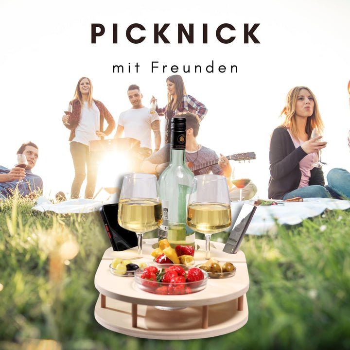 Couchbar Weinbar in Weiss mit 4 Glasschalen | PERSONALISIERBAR | Snackbox für Wein mit Getränkehalte