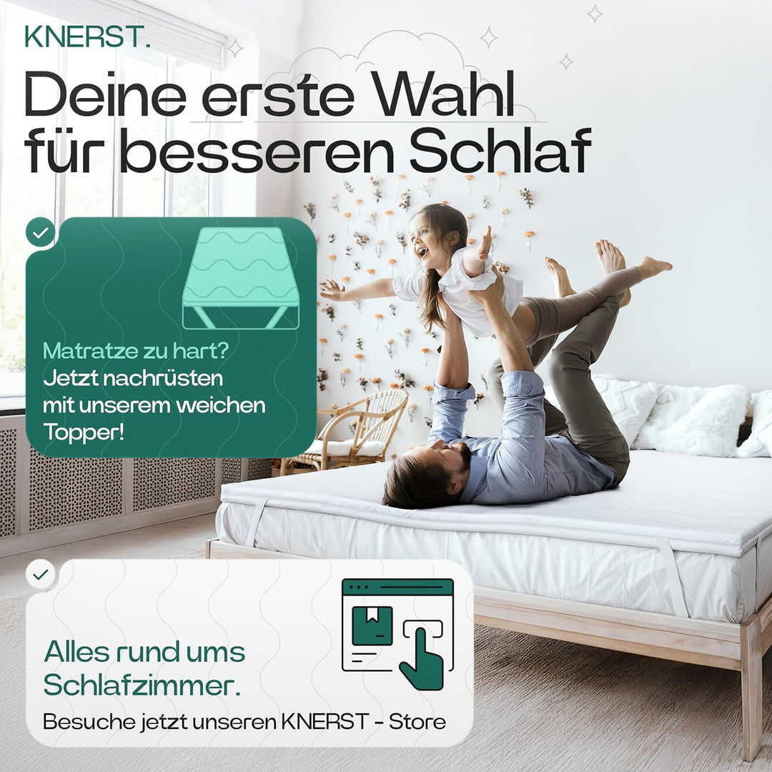 KNERST® Matratzentopper 100x200 - Praktischer & Langlebiger Topper 100x200 cm aus Komfortschaum - 6c
