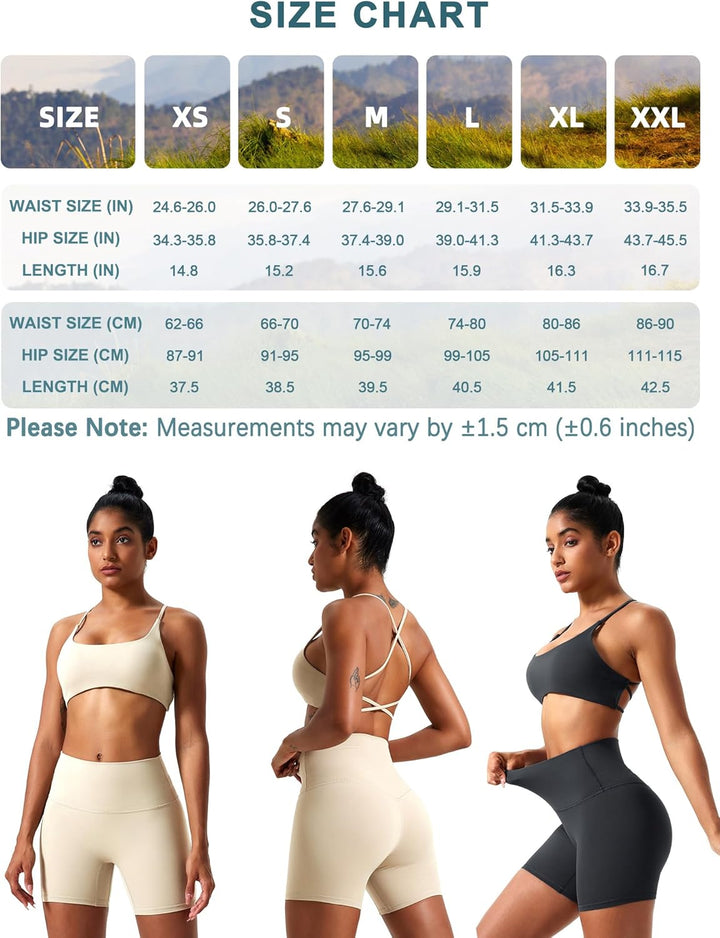 VOENXE Radlerhose Damen Kurze Hohe Taille, Anti Scheuern Kurze Hose Leggings, Blickdicht Shorts Spor