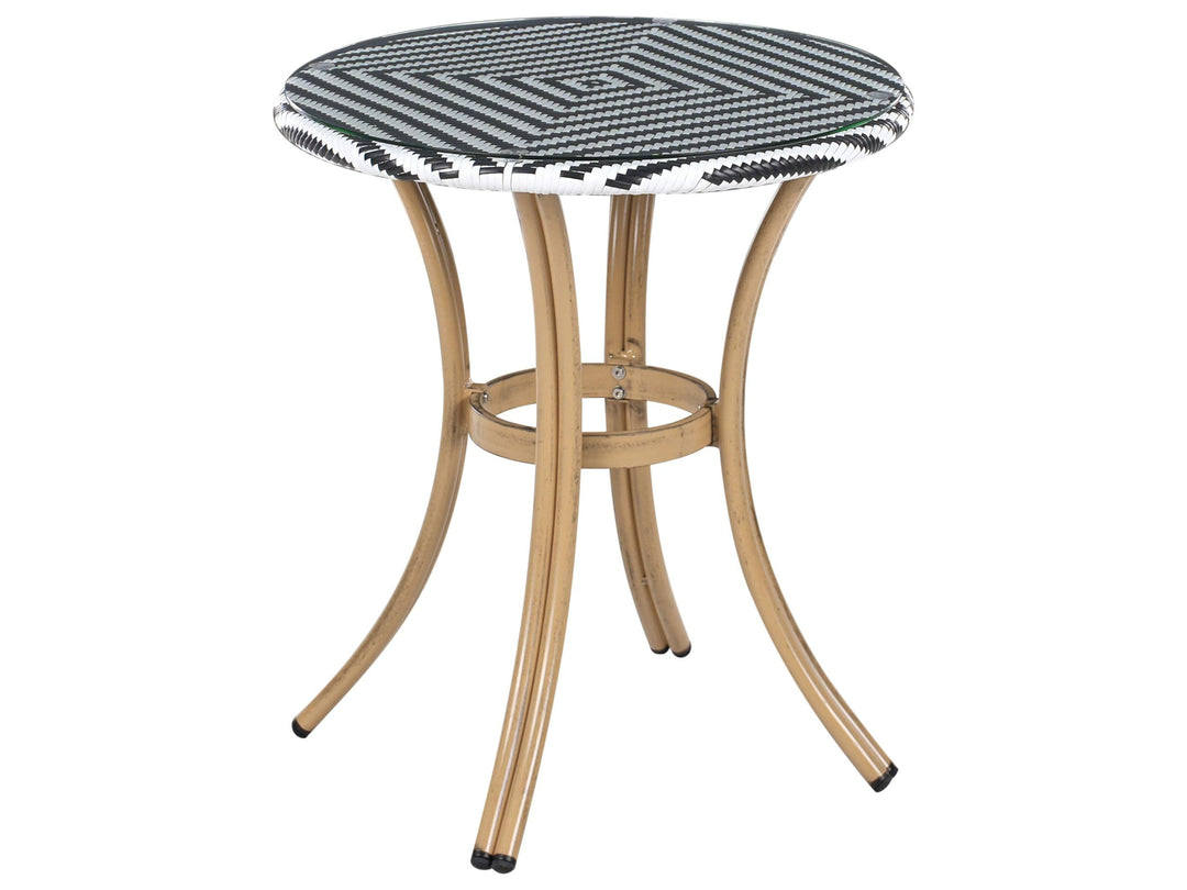 Beliani Stilvoller Gartentisch Rattan schwarz und weiss rund Rifreddo
