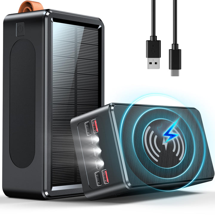 Power Bank 90000mAh Solar Powerbank grosse tragbares Externer Handyakku PD35W QC 3.0 Wireless Powerb