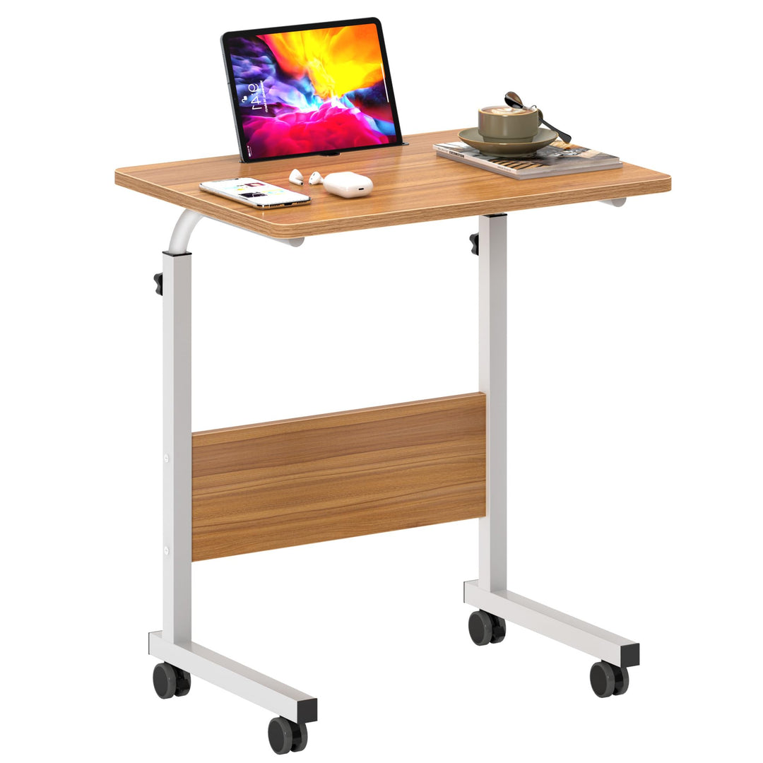 SogesHome Laptoptisch 60 * 40cm Beistelltisch auf Rollen Betttisch höhenverstellbar PC-Tisch mit Rol
