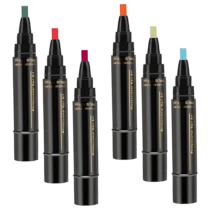 Schnell trocknende Nagellackstifte, 6er-Pack, 3-in-1-Gel-Nagelkunstmarker mit 6 verschiedenen Farben