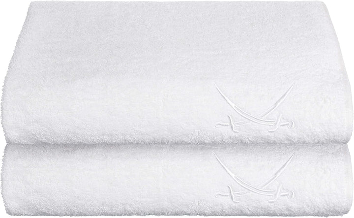 Sansibar Badetuch mit gesticktem Säbel Logo Strandtuch Saunatuch 100% Baumwolle 90x180 cm 2er Set, W