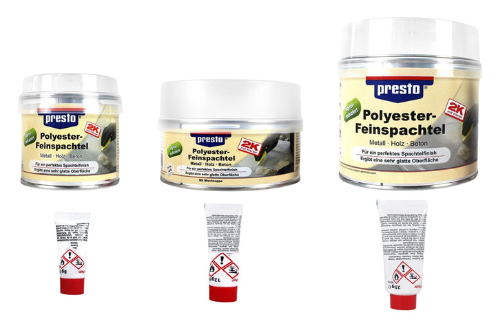 2K Polyester Feinspachtel, 2-Komponenten Spachtel, Füller 250g - 1000g, ergibt sehr glatte Oberfläch