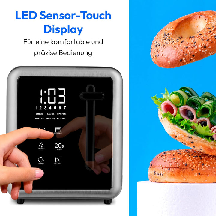 MEDION Toaster 4 Scheiben mit Brötchenaufsatz (7 Bräunungsstufen, 5 Automatikprogramme, 1.450 Watt,
