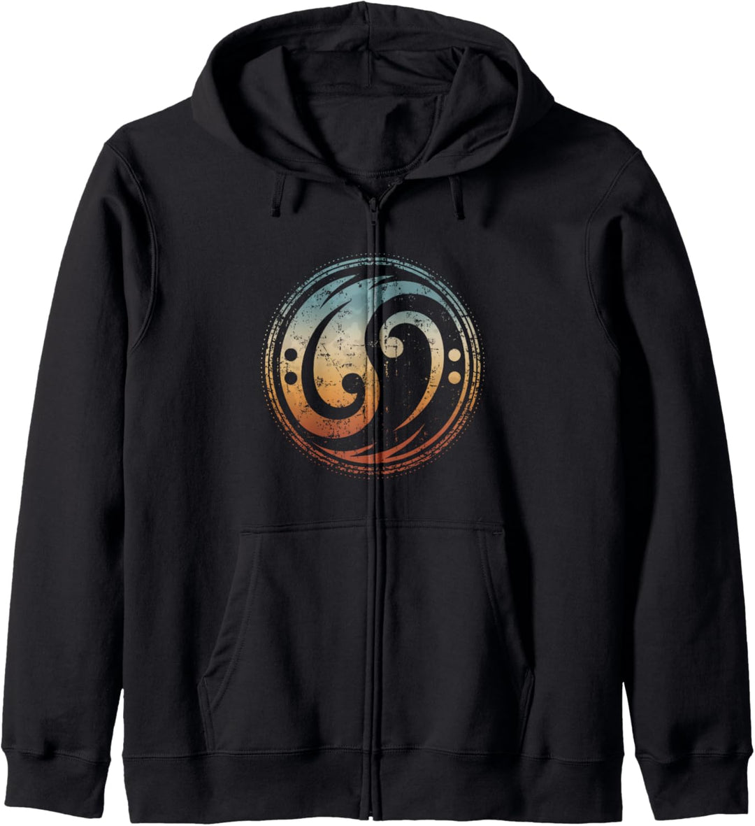 Bassgitarre Bassschlüssel Yin Yang Vintage für Bassist Kapuzenjacke