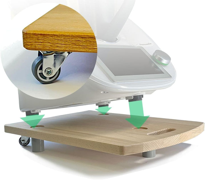 STAFECO® Gleitbrett für Thermomix Holz 100% TM6 TM5 Zubehör Rollbrett Slider müheloses Verschieben &