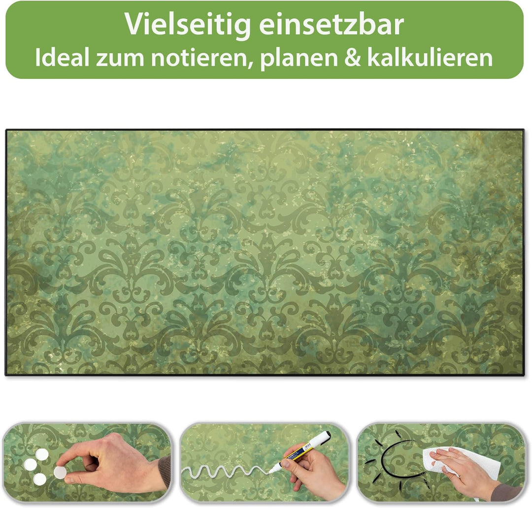 banjado Magnettafel schwarz 78 x 37cm / Magnetwand Metall/Magnetpinnwand als Memoboard/Pinnwand Magn