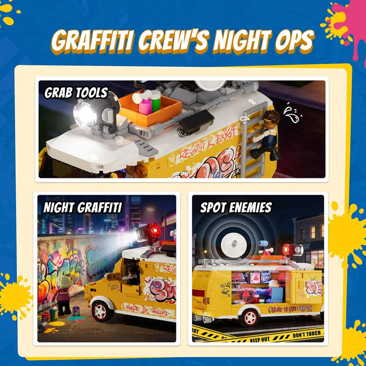Lumibricks Street-Fusion Graffiti Crew Beleuchtetes Bauset, 575 Teile Graffiti-Truck mit LED-Beleuch