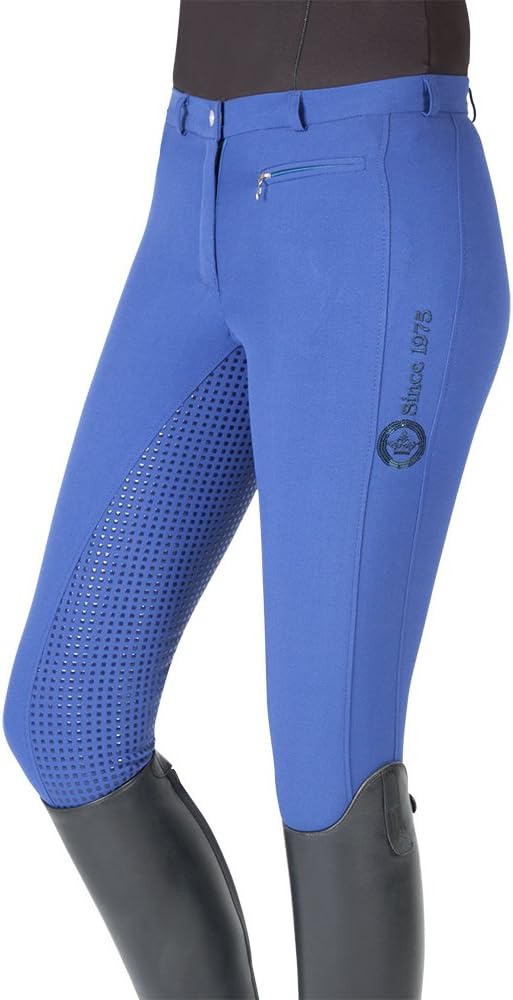 Pfiff 102235 Reithose Yasmin, Silikongrip Vollbesatz, Damenreithose, Damen 36–48 42 Mittelblau, 42 M