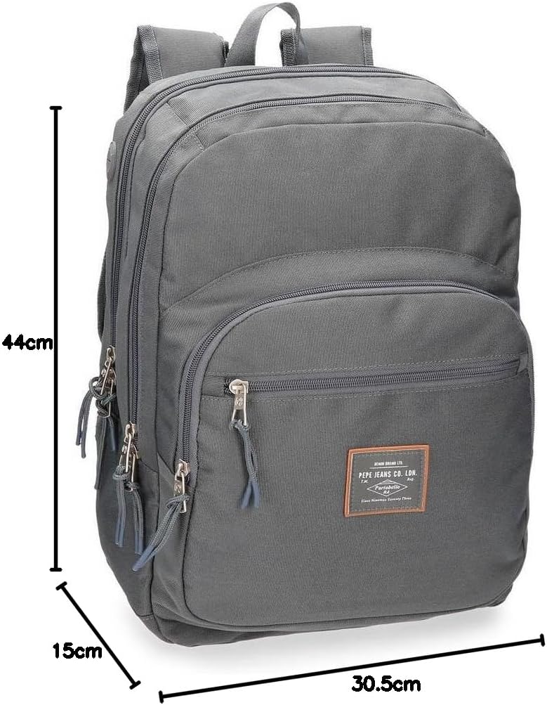 Pepe Jeans Cross Doppelfach-Rucksack Grau 30,5x44x15 cms Polyester 20.13L Rucksack 44 Grau, Rucksack