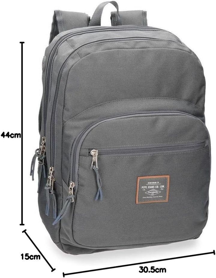 Pepe Jeans Cross Doppelfach-Rucksack Grau 30,5x44x15 cms Polyester 20.13L Rucksack 44 Grau, Rucksack