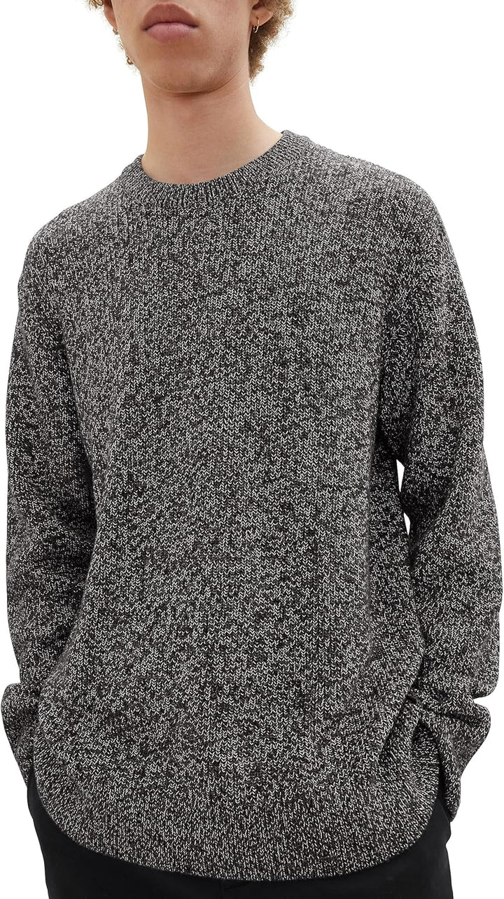 TOM TAILOR Denim Herren Basic Multicolor Strick-Pullover L 32776 - Black Salt And Pepper Mouline, L