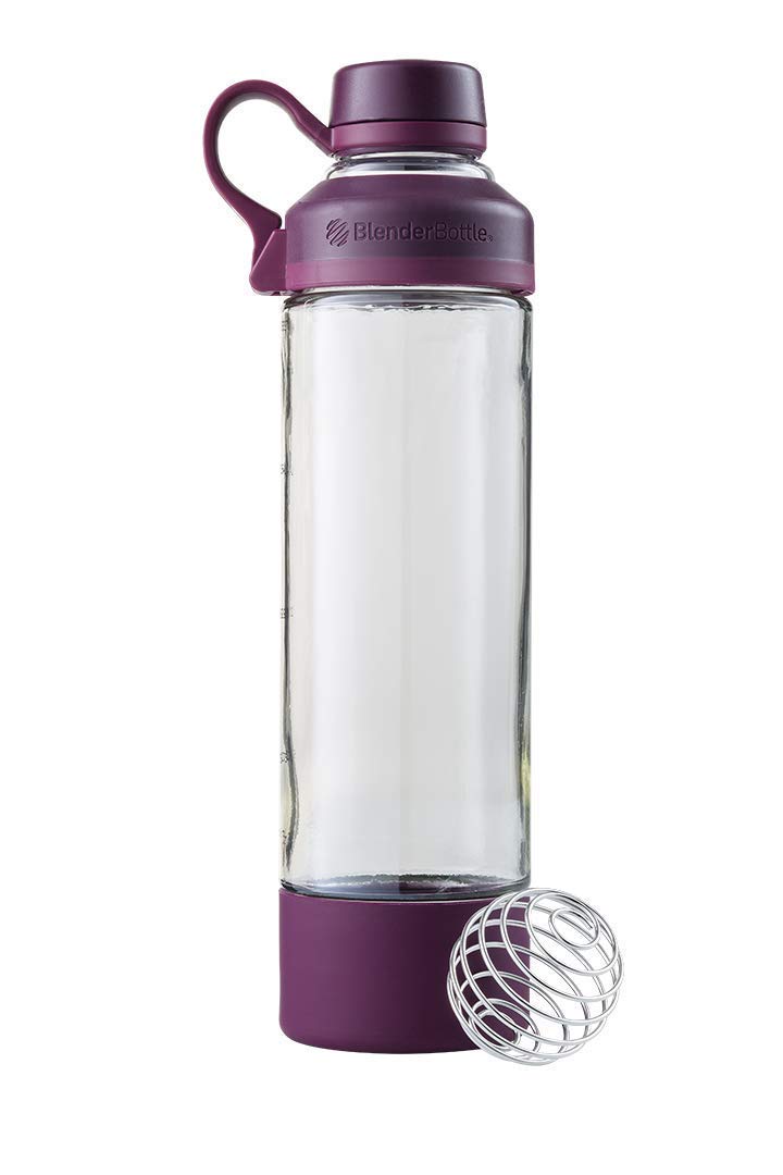 BlenderBottle Mantra Glas Trinkflasche, mit Trinköffnung aus Glas und BlenderBall, geeignet als Yoga