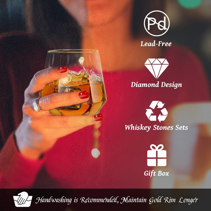 Diamond Whisky Glasses 2er-Set Gekipptes Scotchglas 300 Ml Whiskyglas Moderner Look Für Männer Fraue