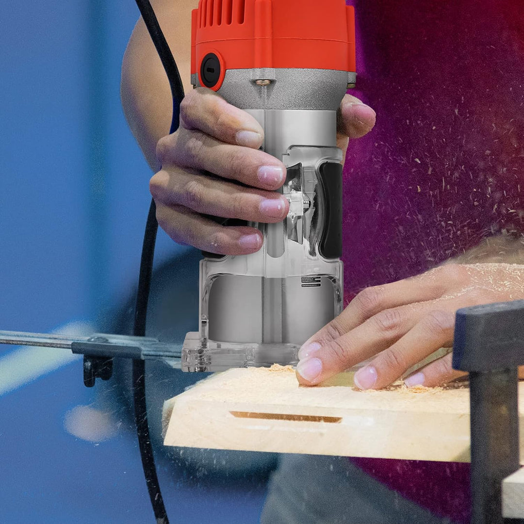 Elektrik Kantenfräse, 580W 30000R/MIN, 220V Elektrische Oberfräse mit Transparenter Grundkantenführu