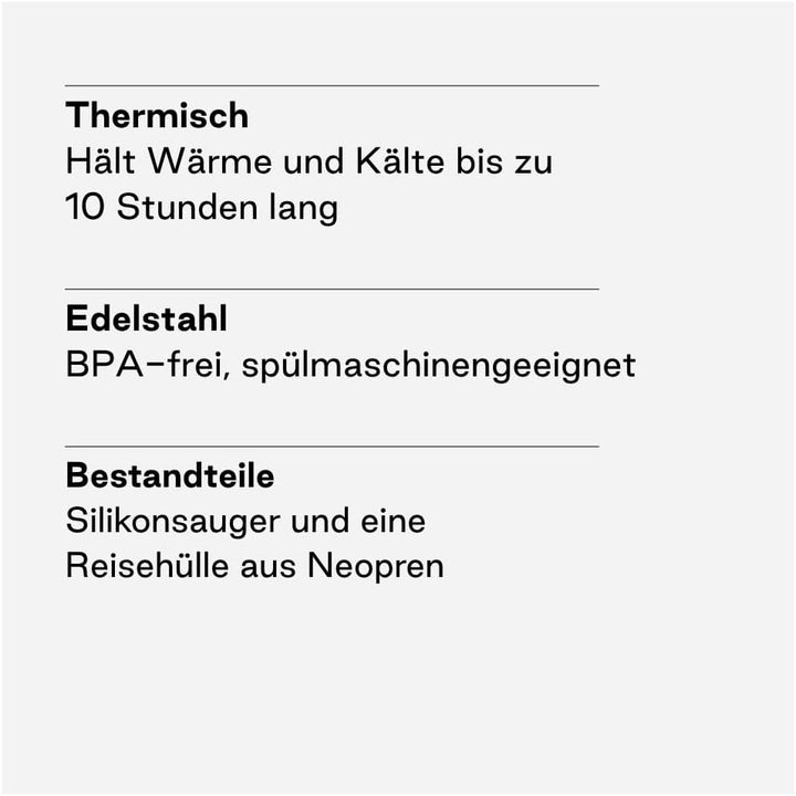Jané Isolierflasche für Flüssigkeiten mit Silikon-Trinktülle, Füllmenge 300 ml, inklusive Neoprentas