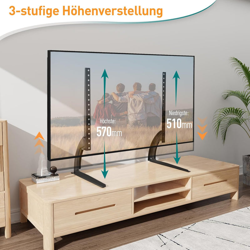 ELIVED Universal TV Ständer, TV Standfüsse für die meisten 27-55 Zoll LCD LED Fernseher bis zu 40KG,